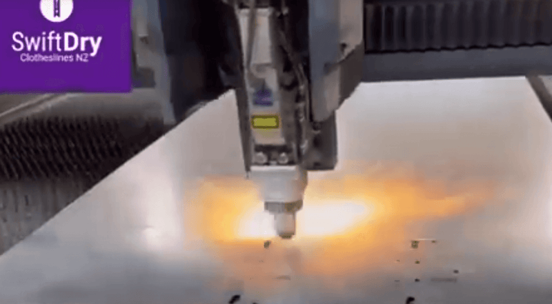 Laser cutting and bending clothesline wall brackets - SwiftDry Clotheslines NZ