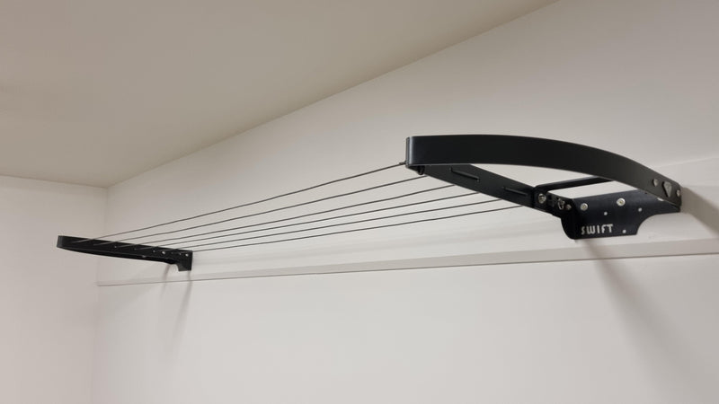 SwiftDry StreamLine Wall Mounted Clothesline - 6 Lines - Black - SwiftDry Clotheslines NZ