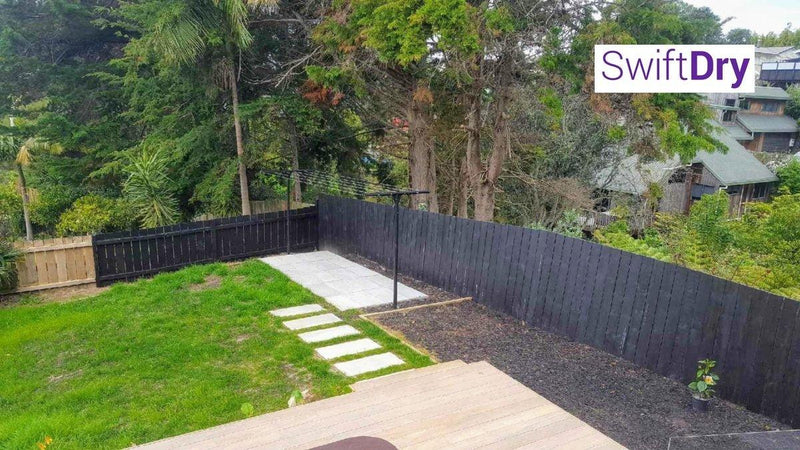 SwiftDry Coastline T Bar Clothesline (1200mm wide, 42m) - SwiftDry Clotheslines NZ