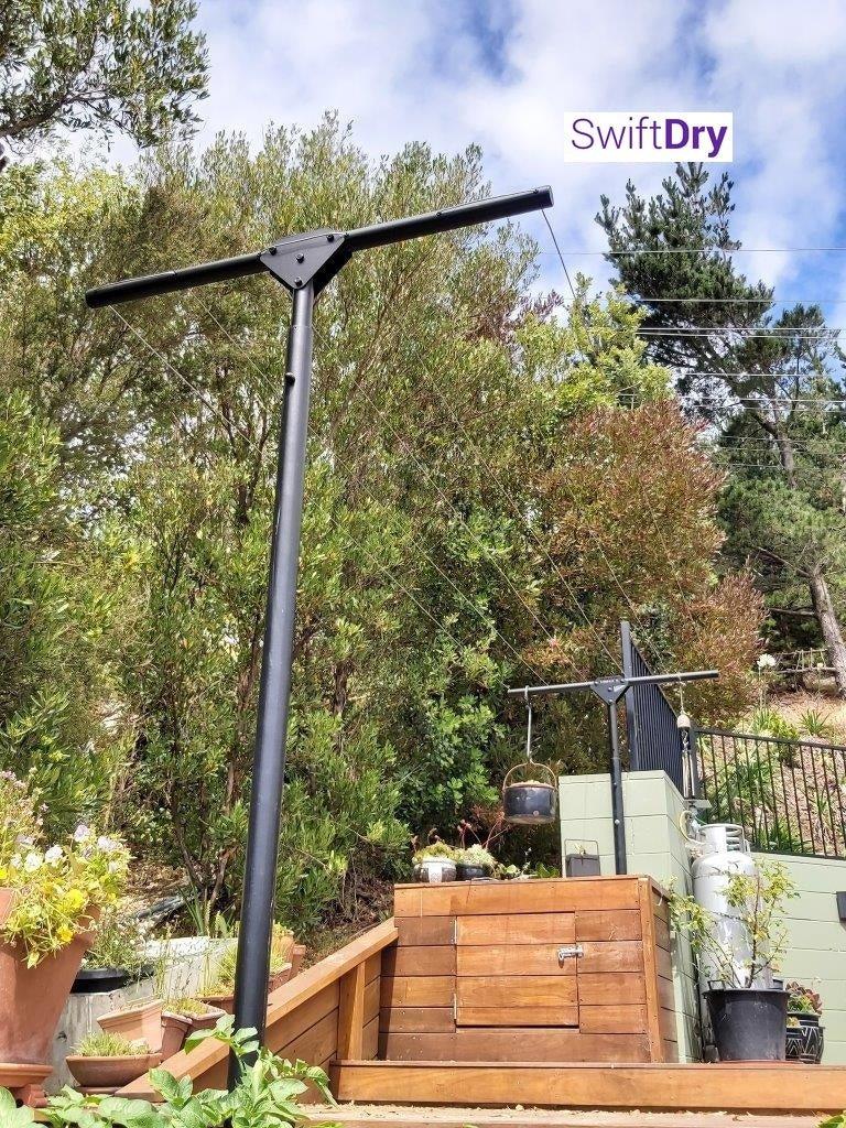SwiftDry Coastline T Bar Clothesline (1200mm wide, 42m) - SwiftDry Clotheslines NZ