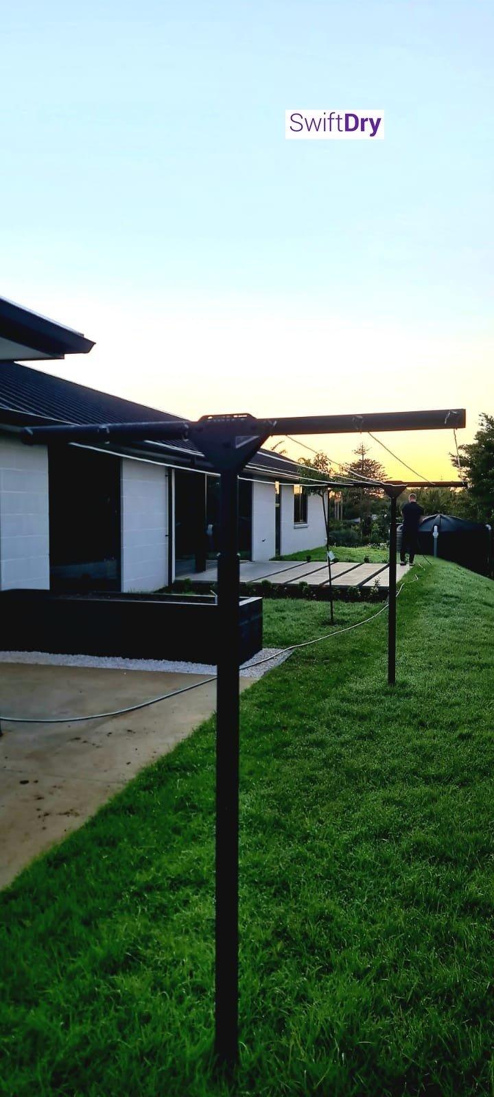 SwiftDry Coastline T Bar Clothesline (1200mm wide, 42m) - SwiftDry Clotheslines NZ