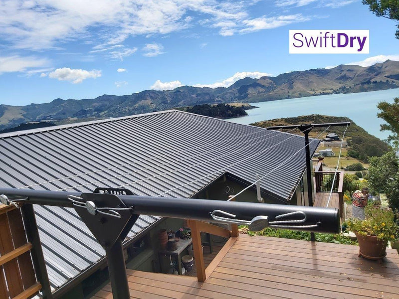 SwiftDry Coastline T Bar Clothesline (1200mm wide, 42m) - SwiftDry Clotheslines NZ