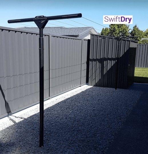 SwiftDry Coastline T Bar Clothesline (1200mm wide, 42m) - SwiftDry Clotheslines NZ