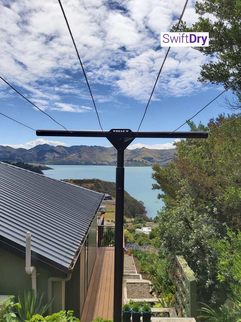 SwiftDry Coastline T Bar Clothesline (1200mm wide, 42m) - SwiftDry Clotheslines NZ