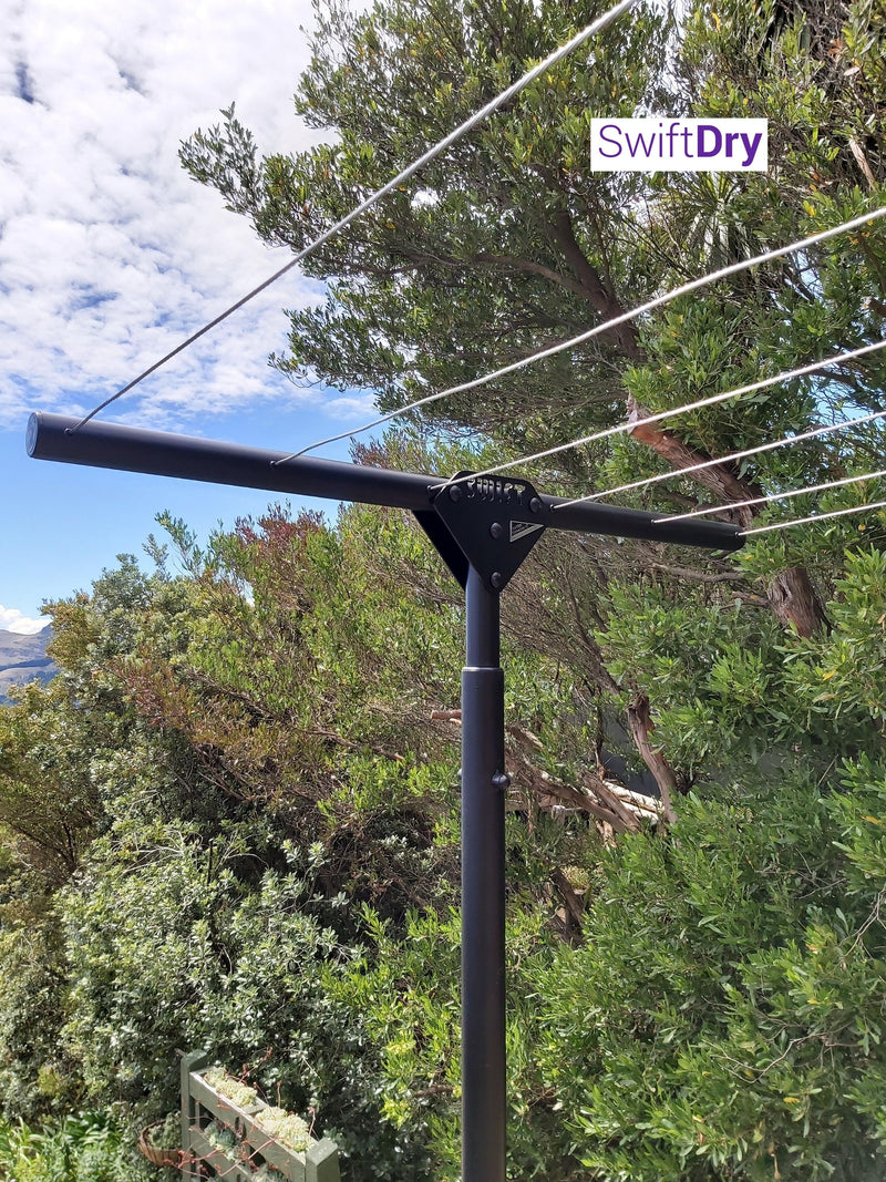 SwiftDry Coastline T Bar Clothesline (1200mm wide, 42m) - SwiftDry Clotheslines NZ
