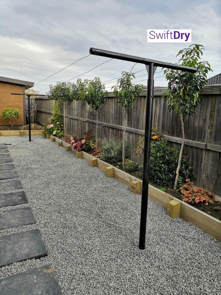 SwiftDry Coastline T Bar Clothesline (1200mm wide, 42m) - SwiftDry Clotheslines NZ